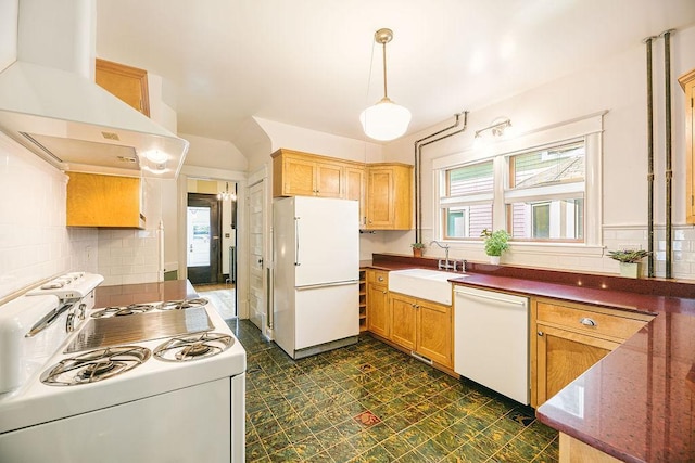 1311 Monroe St NE, Minneapolis, MN 55413 - kitchen featuring white appliances, a sink, under cabinet range hood, and plenty of natural light
