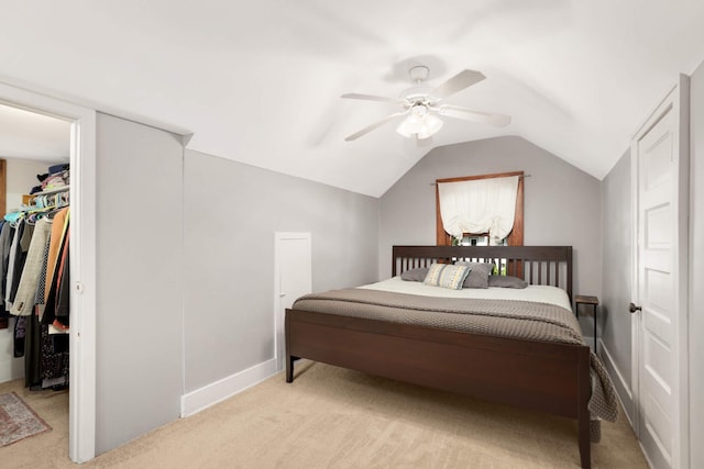 246 Griggs St S, Saint Paul, MN 55105 - bedroom with a spacious closet, light carpet, lofted ceiling, a closet, and a ceiling fan