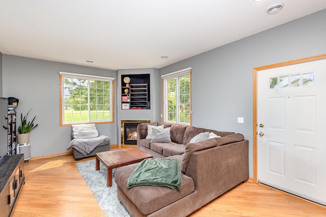 13049 Europa Trail Way N Unit H, Hugo, MN 55038 - living room with plenty of natural light, light wood-style flooring, and a glass covered fireplace