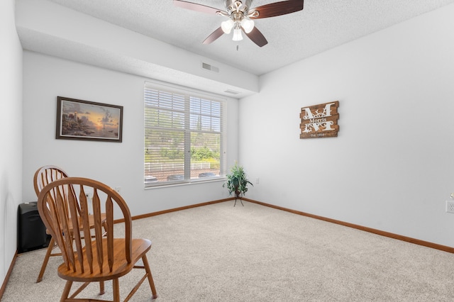1880 3rd Ave NW Unit 202, Rochester, MN 55901 - living area with light colored carpet, ceiling fan, a textured ceiling, and baseboards