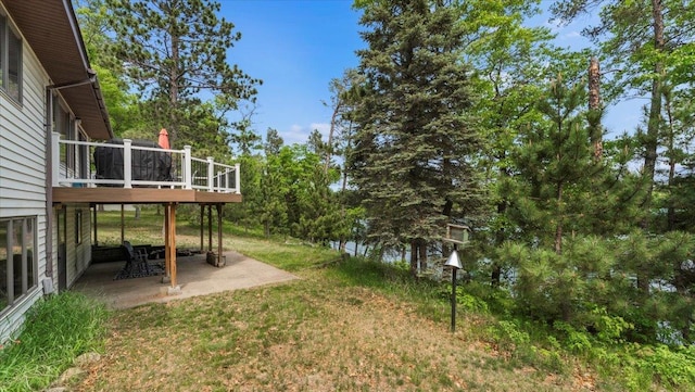 13956 Hardy Lake Rd SW, Pillager, MN 56473 - view of green lawn featuring a patio area and a deck