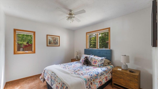 13956 Hardy Lake Rd SW, Pillager, MN 56473 - bedroom with carpet, baseboards, and ceiling fan