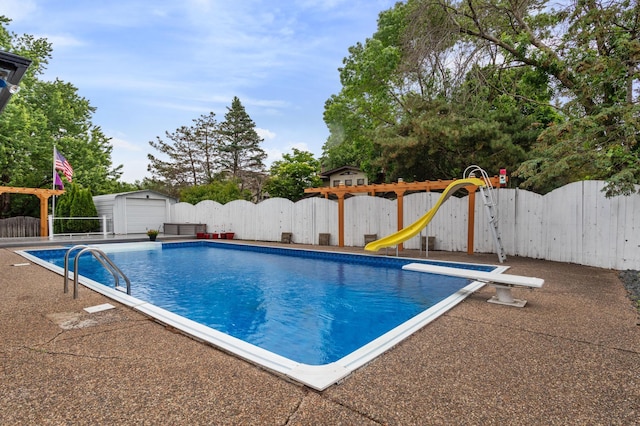 4910 Upper 148th Ct, Apple Valley, MN 55124 - view of swimming pool with a diving board and a water slide