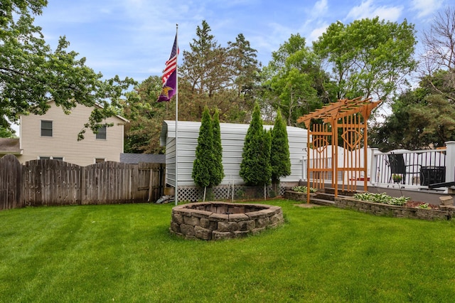 4910 Upper 148th Ct, Apple Valley, MN 55124 - fenced backyard with a fire pit