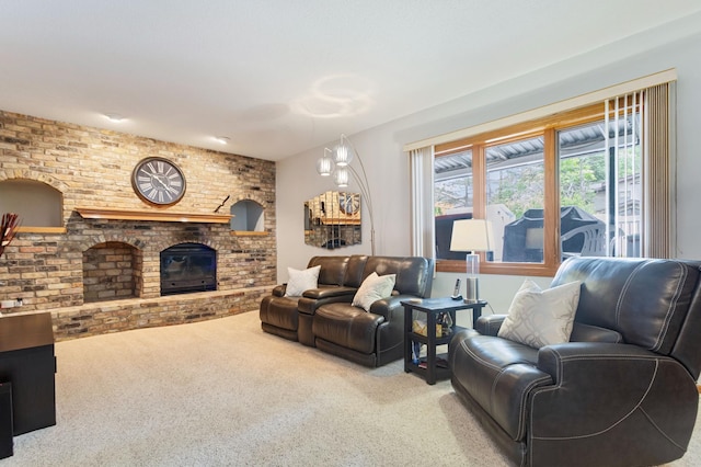 4910 Upper 148th Ct, Apple Valley, MN 55124 - living area with carpet floors and a brick fireplace