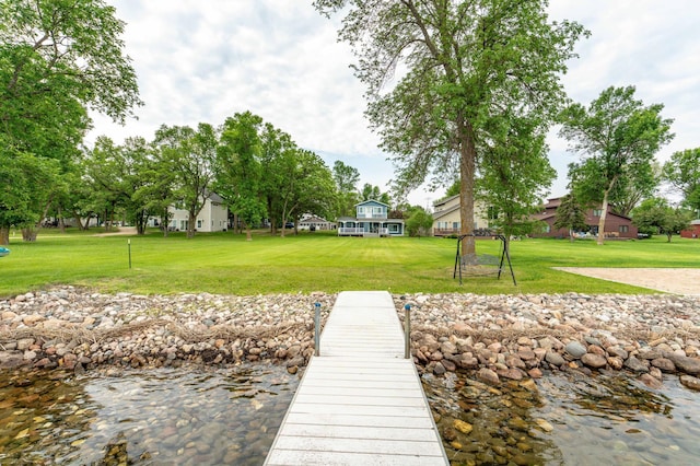 27326 Cloverleaf Ln, Everts Twp, MN 56515 - dock with a lawn and a water view