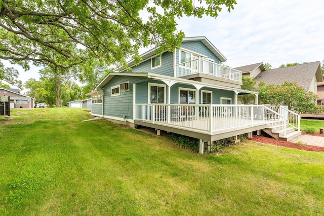 27326 Cloverleaf Ln, Everts Twp, MN 56515 - back of house with a balcony and a yard