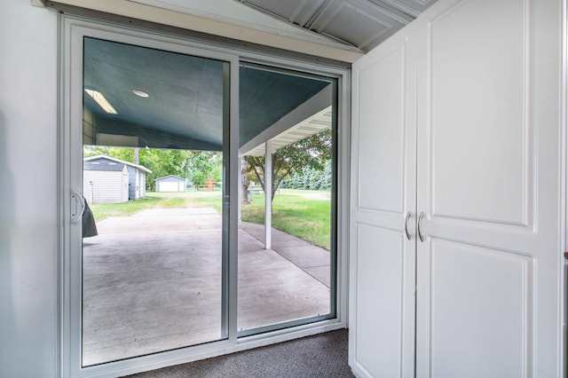 27326 Cloverleaf Ln, Everts Twp, MN 56515 - doorway with carpet floors