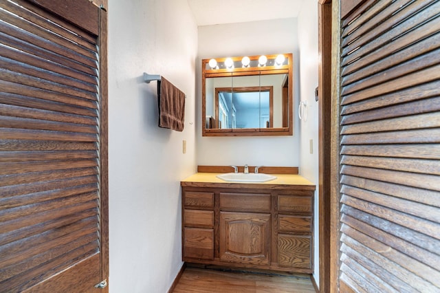 27326 Cloverleaf Ln, Everts Twp, MN 56515 - bathroom with vanity and wood finished floors