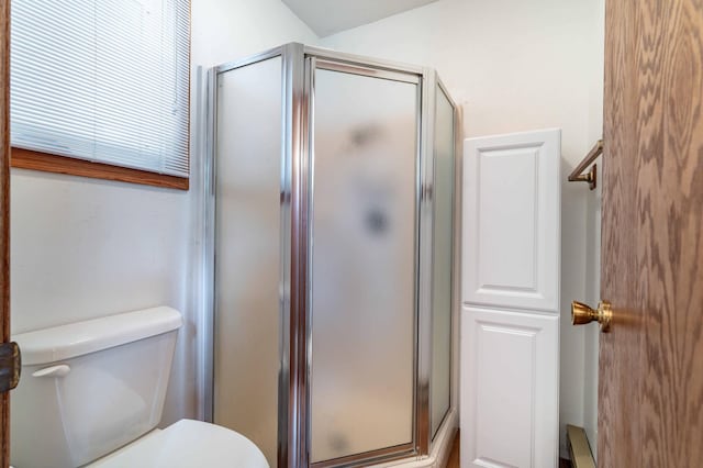 27326 Cloverleaf Ln, Everts Twp, MN 56515 - bathroom featuring a stall shower and toilet