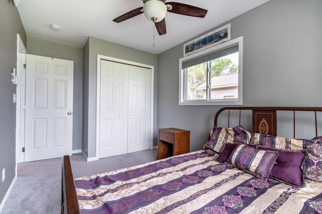 27326 Cloverleaf Ln, Everts Twp, MN 56515 - carpeted bedroom with a closet and a ceiling fan