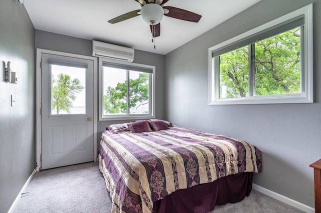 27326 Cloverleaf Ln, Everts Twp, MN 56515 - bedroom with a wall mounted AC, multiple windows, and carpet flooring