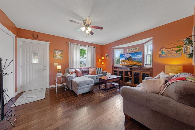 310 Belle St W, Cannon Falls, MN 55009 - living area featuring a ceiling fan and hardwood / wood-style floors
