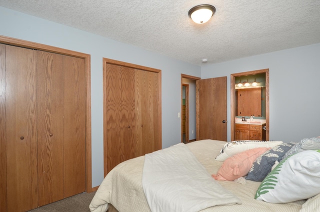 1046 Roosevelt St S, Cambridge, MN 55008 - carpeted bedroom with two closets, a textured ceiling, and ensuite bath