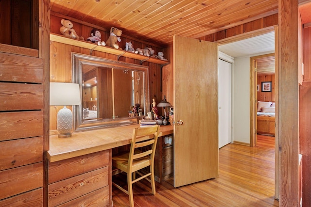 8482 150th St E, Northfield Twp, MN 55057 - office featuring wood finished floors, wooden ceiling, and wood walls