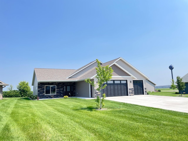 1504 3rd Ave N, Cold Spring, MN 56320 - view of front of house with stone siding, an attached garage, and a front lawn