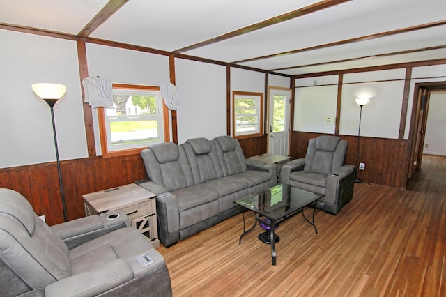 1979 Polaris Pl N, Saint Paul, MN 55109 - living room featuring wood walls, a wainscoted wall, and wood finished floors
