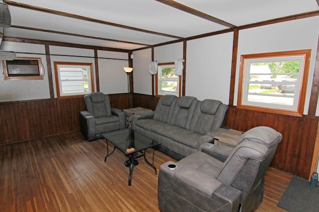 1979 Polaris Pl N, Saint Paul, MN 55109 - living room featuring wood walls, wood finished floors, and wainscoting