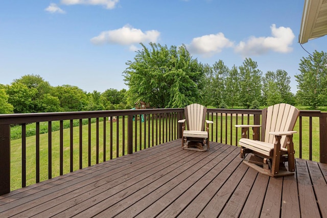 28145 State Highway 112, Le Sueur, MN 56058 - wooden terrace featuring a lawn