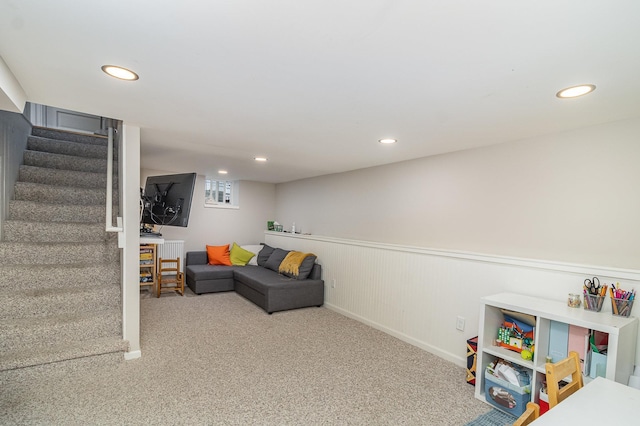 244 Macalester St, Saint Paul, MN 55105 - playroom featuring carpet, recessed lighting, and wainscoting