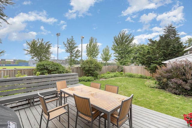 244 Macalester St, Saint Paul, MN 55105 - wooden terrace featuring outdoor dining area and a fenced backyard
