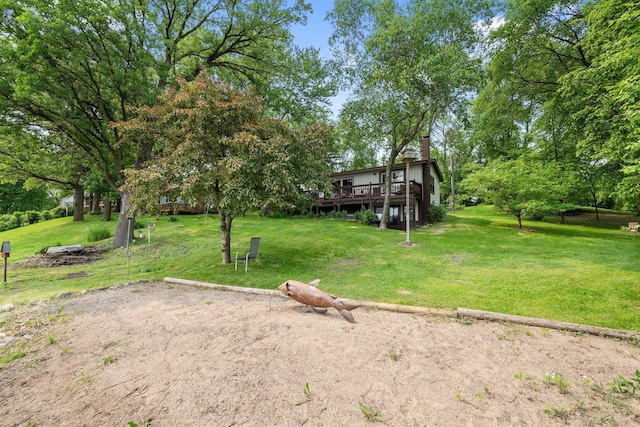 597 Emmet Rd, Lynden Twp, MN 55320 - view of green lawn with a deck