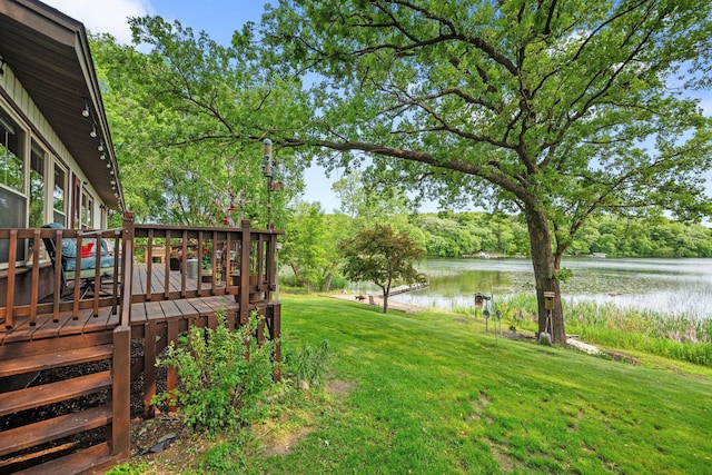 597 Emmet Rd, Lynden Twp, MN 55320 - view of green lawn featuring a deck with water view