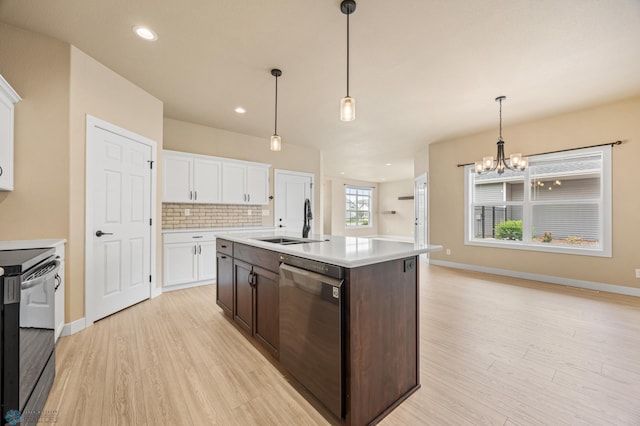 842 Rania Way W, West Fargo, ND 58078 - kitchen featuring dishwasher, a sink, light wood-style floors, black / electric stove, and recessed lighting