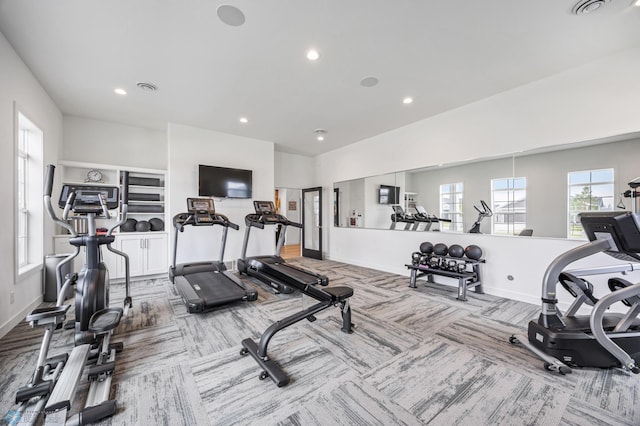 842 Rania Way W, West Fargo, ND 58078 - workout area with baseboards, recessed lighting, and carpet flooring