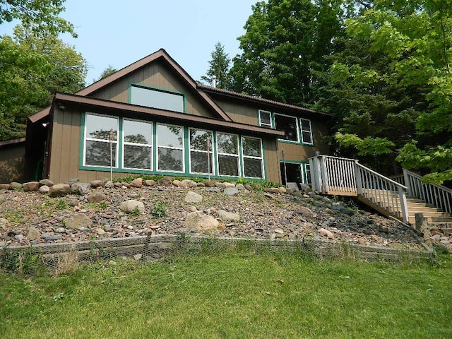 3749 Grizzly Ln, Barnum Twp, MN 55707 - rear view of house with stairs