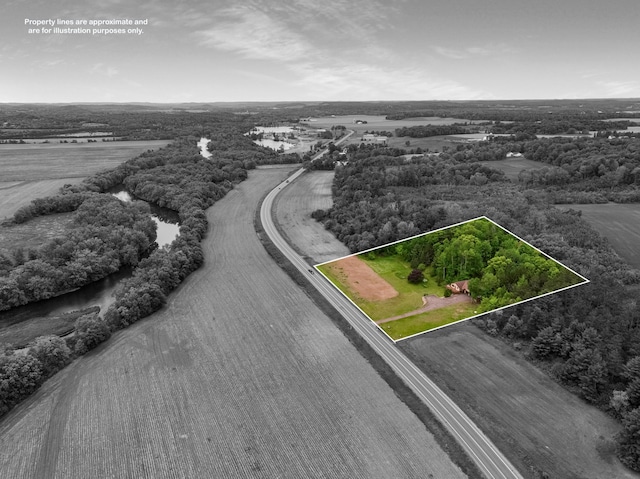 544 22nd St, Sioux Creek Twp, WI 54728 - aerial overview of property's location featuring property boundaries highlighted