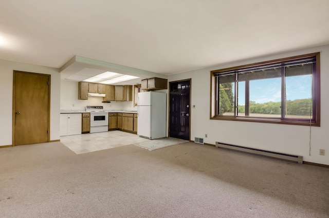 544 22nd St, Sioux Creek Twp, WI 54728 - unfurnished living room with a baseboard radiator, light colored carpet, and baseboards