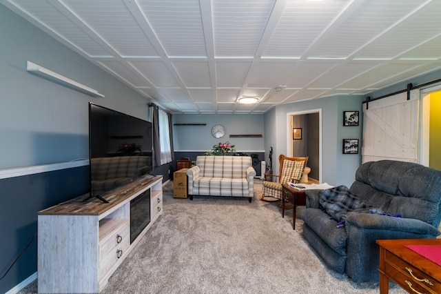 920 9th St, Rush City, MN 55069 - living area featuring a barn door and carpet