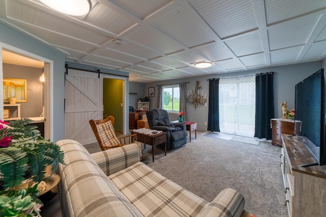 920 9th St, Rush City, MN 55069 - carpeted living area featuring a barn door