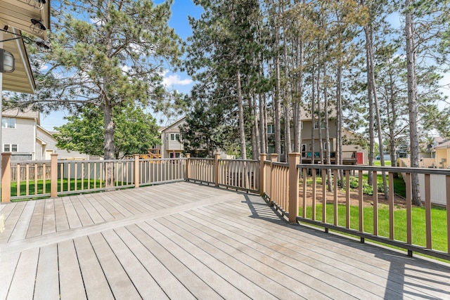 13023 Yellow Pine Cir NW, Coon Rapids, MN 55448 - wooden deck featuring a residential view