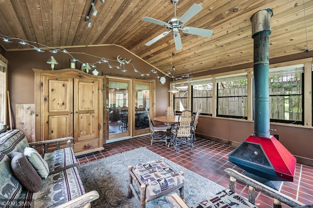 6316 15th Ave S, Richfield, MN 55423 - sunroom / solarium with a wood stove, vaulted ceiling, and french doors