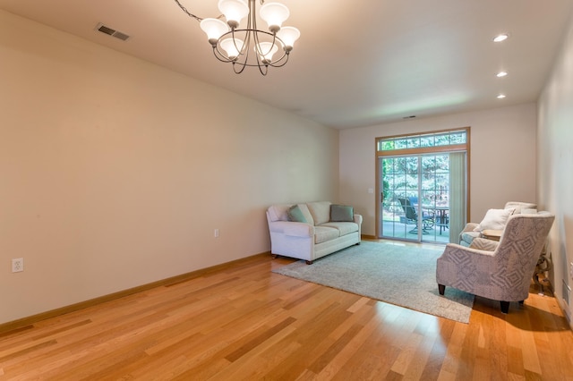 2230 Lower Afton Rd E, Saint Paul, MN 55119 - living area with light wood-style flooring, a chandelier, recessed lighting, and baseboards