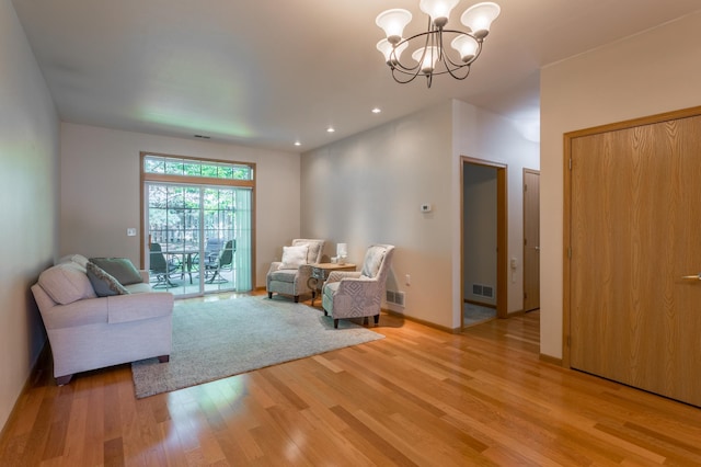 2230 Lower Afton Rd E, Saint Paul, MN 55119 - living area with light wood-style flooring, a chandelier, recessed lighting, and baseboards