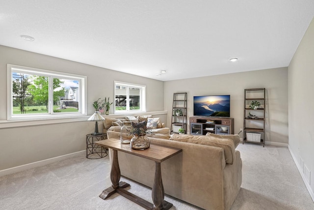 8633 Ambergate Dr, Victoria, MN 55386 - living room featuring light carpet and baseboards
