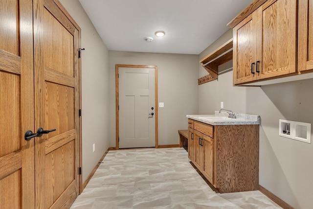 212 Woolgrass Way, Avon, MN 56310 - laundry room with cabinet space, hookup for a washing machine, and baseboards