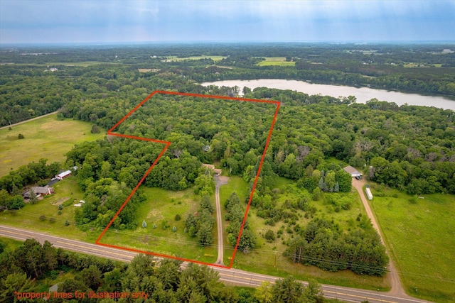 41502 Flink Ave, North Branch, MN 55056 - aerial view of property's location with property parcel outlined and a nearby body of water