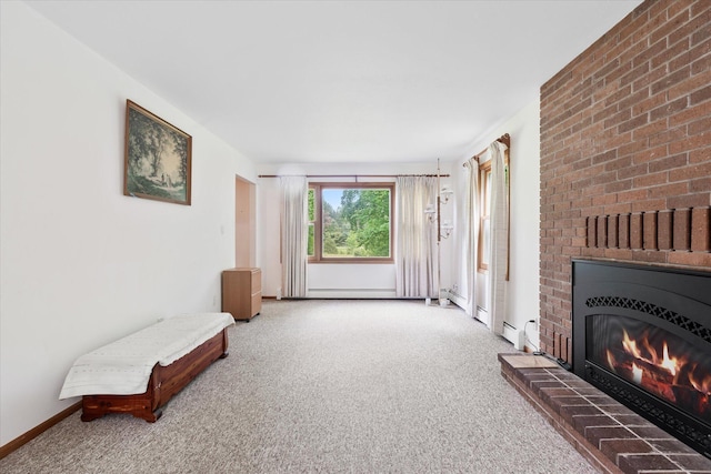 41502 Flink Ave, North Branch, MN 55056 - unfurnished room with carpet flooring, a fireplace, and a baseboard heating unit