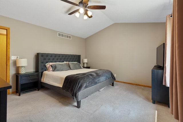 6445 Coryell Ct, Inver Grove Heights, MN 55076 - bedroom with light carpet, lofted ceiling, a ceiling fan, and baseboards