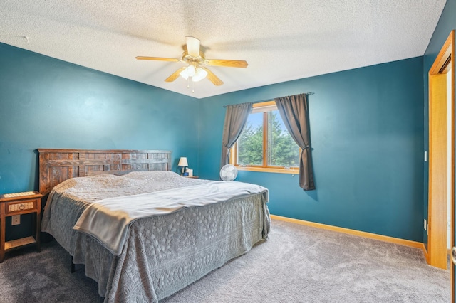 881 217th St, Osceola, WI 54020 - bedroom with carpet floors, a textured ceiling, ceiling fan, and baseboards