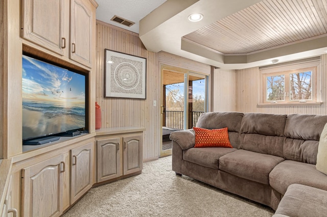 6230 Elm Ridge Cir, Corcoran, MN 55340 - living room with light carpet and wooden walls