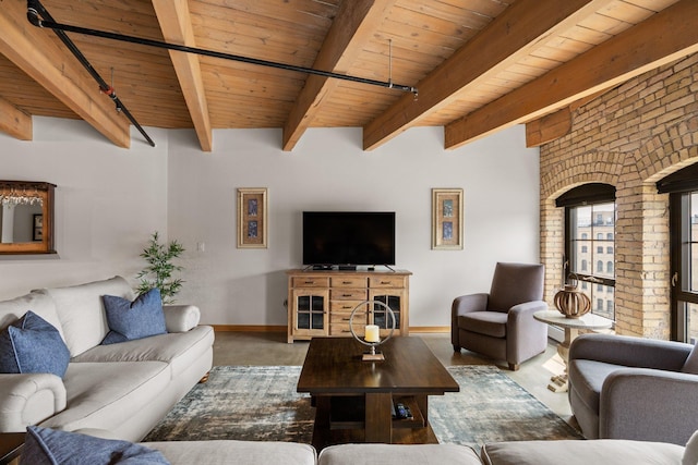 404 Washington Ave N Unit 504, Minneapolis, MN 55401 - living area with baseboards and wood ceiling with exposed beams