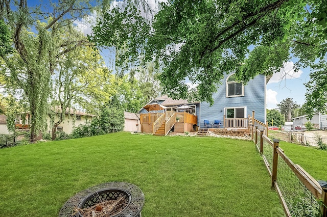 1439 Oakdale Ave W, Saint Paul, MN 55118 - view of yard featuring a wooden deck and stairs