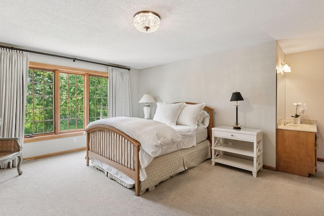 9320 Abigail Ct, Inver Grove Heights, MN 55077 - bedroom with carpet flooring, a textured ceiling, a sink, baseboards, and connected bathroom