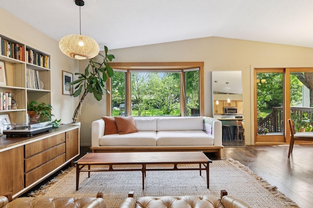 164 Wendy Ct, Shoreview, MN 55126 - living area featuring plenty of natural light, wood-type flooring, and lofted ceiling