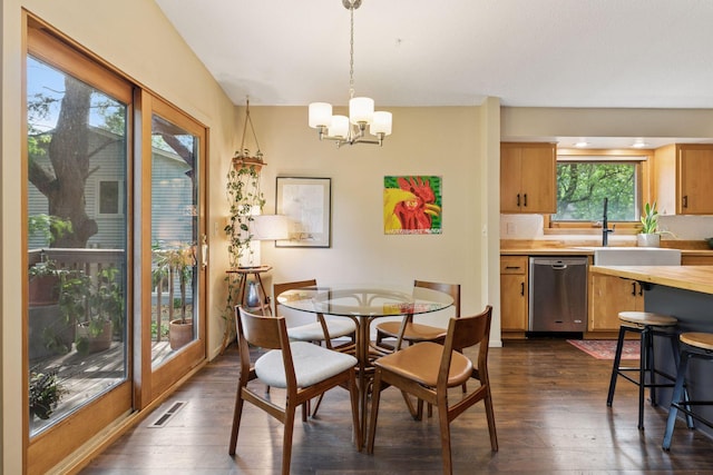 164 Wendy Ct, Shoreview, MN 55126 - dining space with dark wood-type flooring and a chandelier